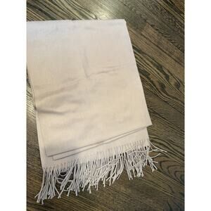 Cashmere large fringe light tan scarf/wrap 64 x 26